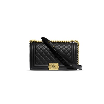 CHANEL LAMBSKIN QUILTED MEDIUM BOY FLAP GOLD HARDWARE A67086 (25*15*9cm)